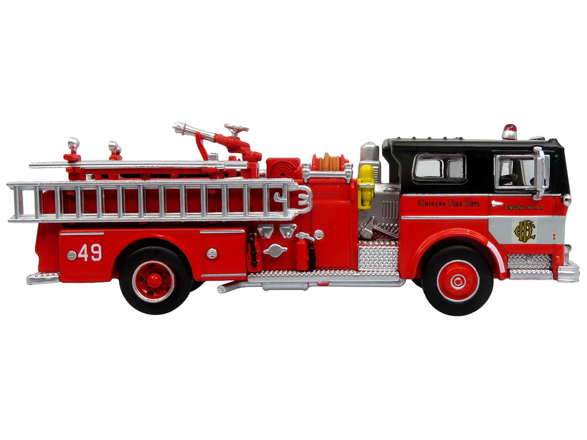 1974 Ward LaFrance Fire Engine "Chicago Fire Department - Engine 49" Red with Black Top "5 Alarm" Series Limited Edition 1/87 (HO) Diecast Model by Iconic Replicas LuxuryLifeWay Online Store
