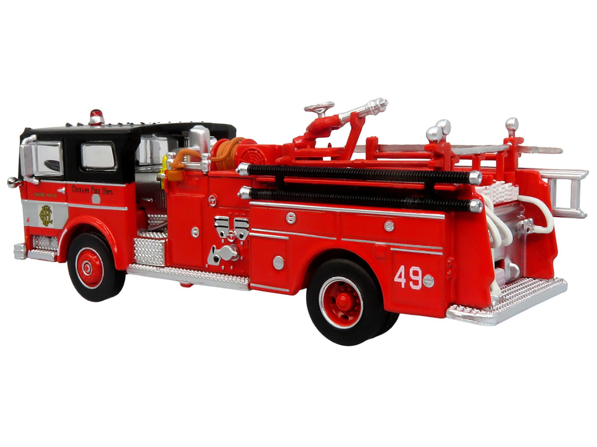 1974 Ward LaFrance Fire Engine "Chicago Fire Department - Engine 49" Red with Black Top "5 Alarm" Series Limited Edition 1/87 (HO) Diecast Model by Iconic Replicas LuxuryLifeWay Online Store