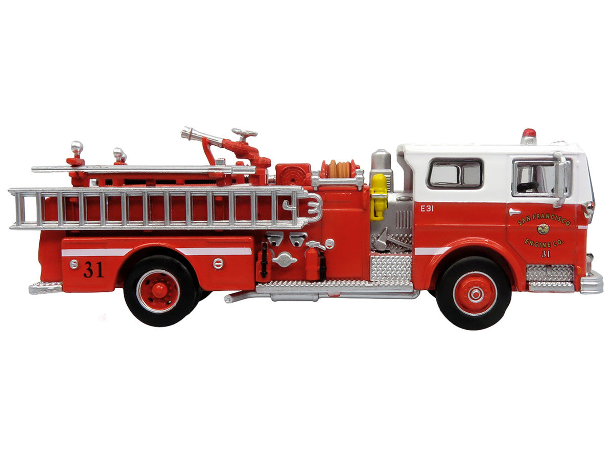 1974 Ward LaFrance Fire Engine "San Francisco Fire Department – Engine 31" Red with White Top "5 Alarm" Series Limited Edition 1/87 (HO) Diecast Model by Iconic Replicas LuxuryLifeWay Online Store