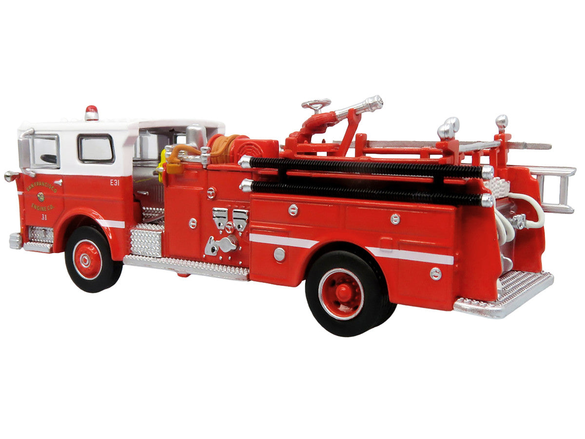 1974 Ward LaFrance Fire Engine "San Francisco Fire Department – Engine 31" Red with White Top "5 Alarm" Series Limited Edition 1/87 (HO) Diecast Model by Iconic Replicas LuxuryLifeWay Online Store
