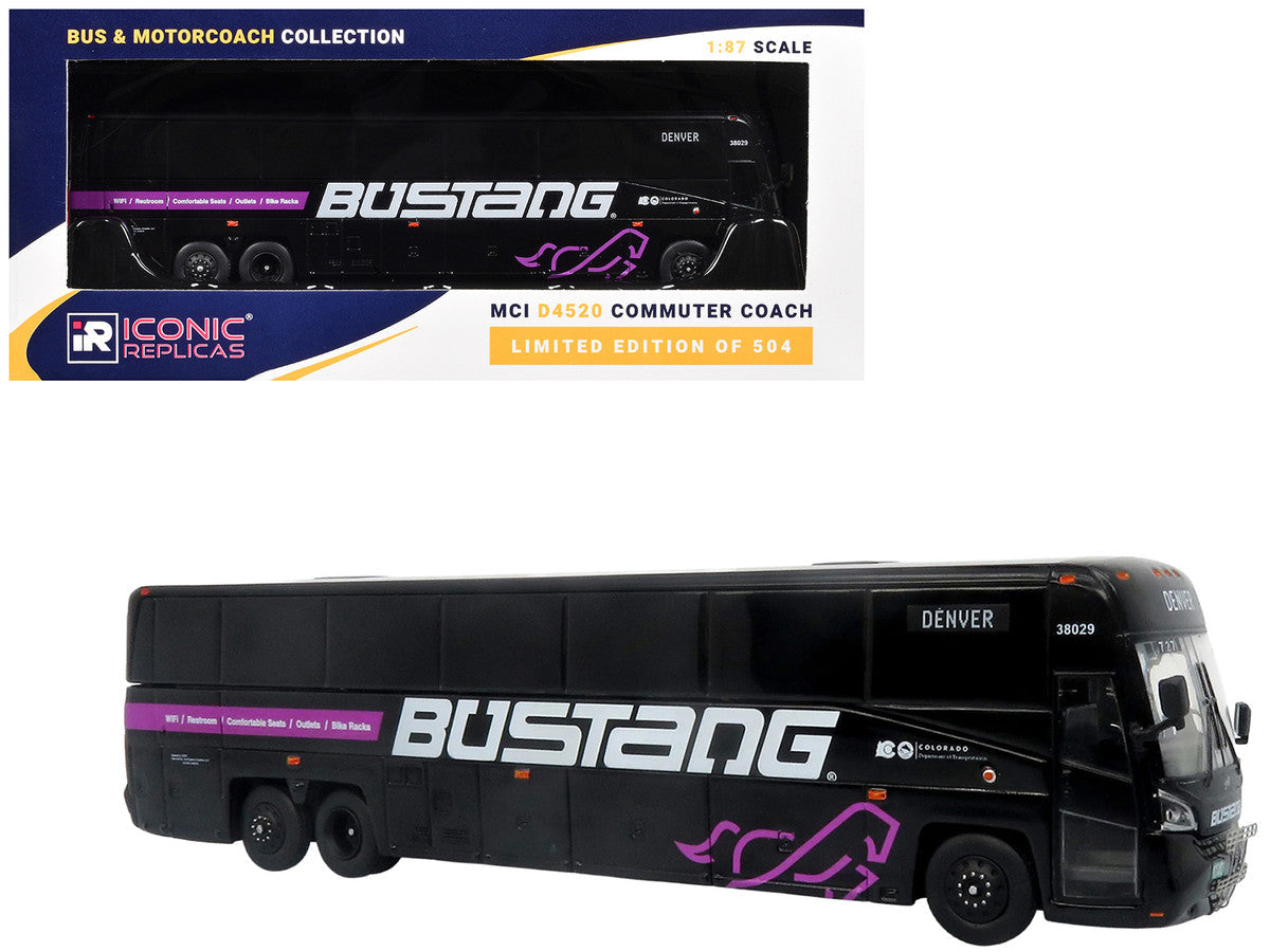 MCI D4520 Commuter Coach Bus "Bustang - Colorado Department of Transportation" Black "The Bus & Motorcoach Collection" Limited Edition to 504 pieces Worldwide 1/87 (HO) Scale Diecast Model by Iconic Replicas LuxuryLifeWay Online Store