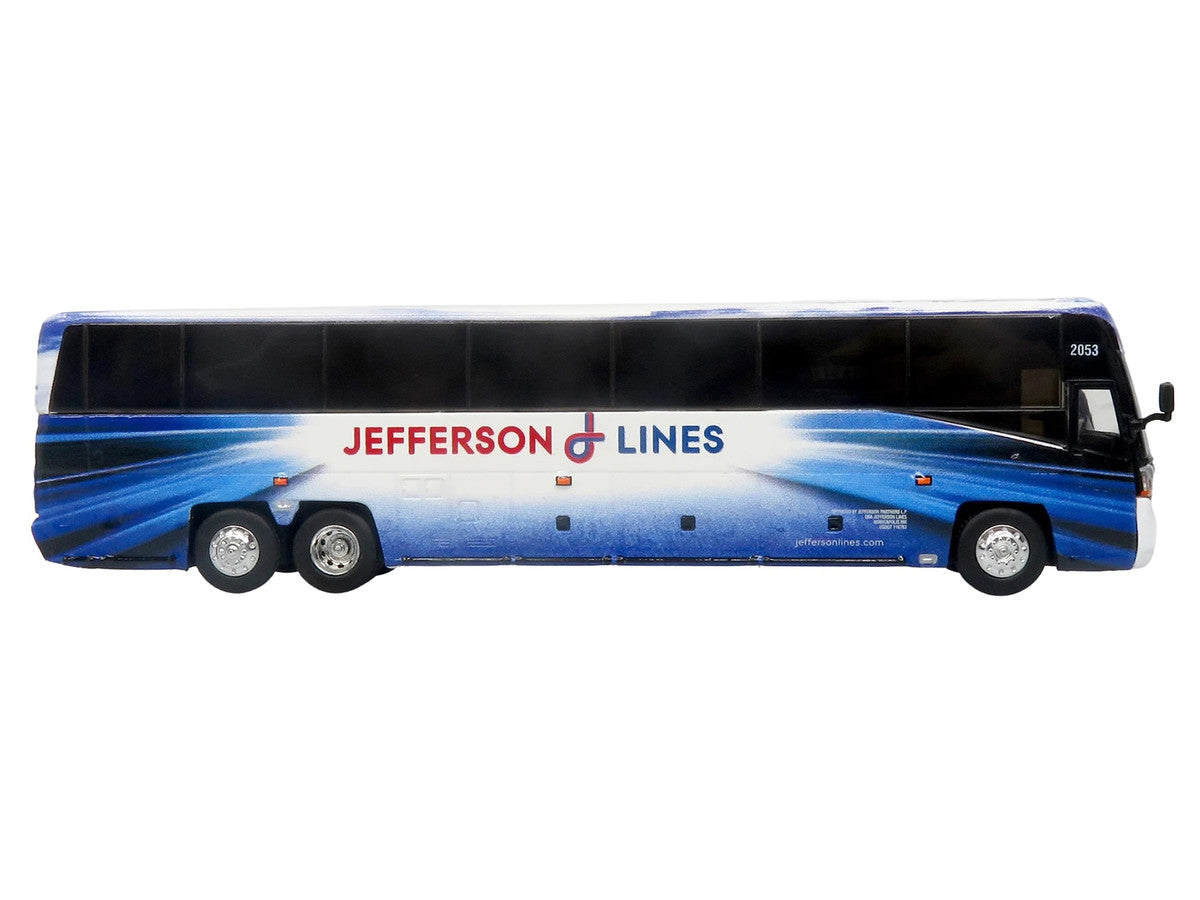MCI D4520 Commuter Coach Bus "Jefferson Lines" White with Blue Graphics "The Bus & Motorcoach Collection" Limited Edition to 504 pieces Worldwide 1/87 (HO) Scale Diecast Model by Iconic Replicas LuxuryLifeWay Online Store