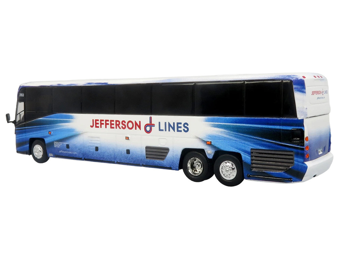 MCI D4520 Commuter Coach Bus "Jefferson Lines" White with Blue Graphics "The Bus & Motorcoach Collection" Limited Edition to 504 pieces Worldwide 1/87 (HO) Scale Diecast Model by Iconic Replicas LuxuryLifeWay Online Store