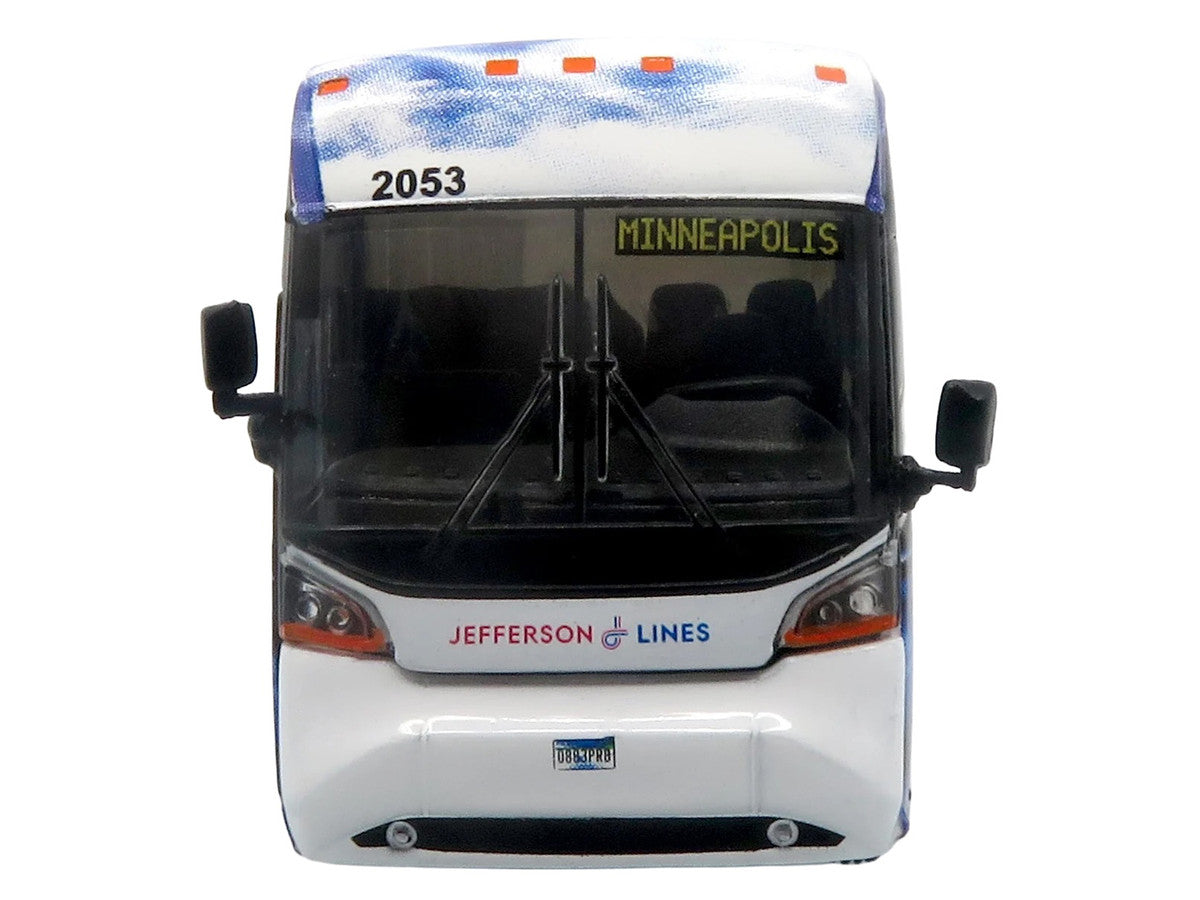 MCI D4520 Commuter Coach Bus "Jefferson Lines" White with Blue Graphics "The Bus & Motorcoach Collection" Limited Edition to 504 pieces Worldwide 1/87 (HO) Scale Diecast Model by Iconic Replicas LuxuryLifeWay Online Store