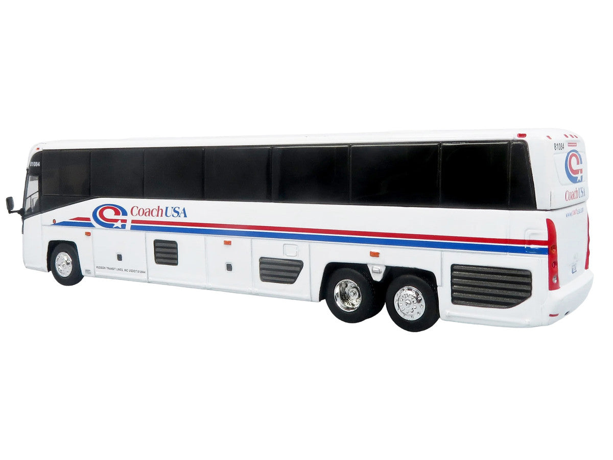 MCI D4520 Commuter Coach Bus "Coach USA" White with Blue and Red Stripes "The Bus & Motorcoach Collection" Limited Edition to 504 pieces Worldwide 1/87 (HO) Scale Diecast Model by Iconic Replicas LuxuryLifeWay Online Store