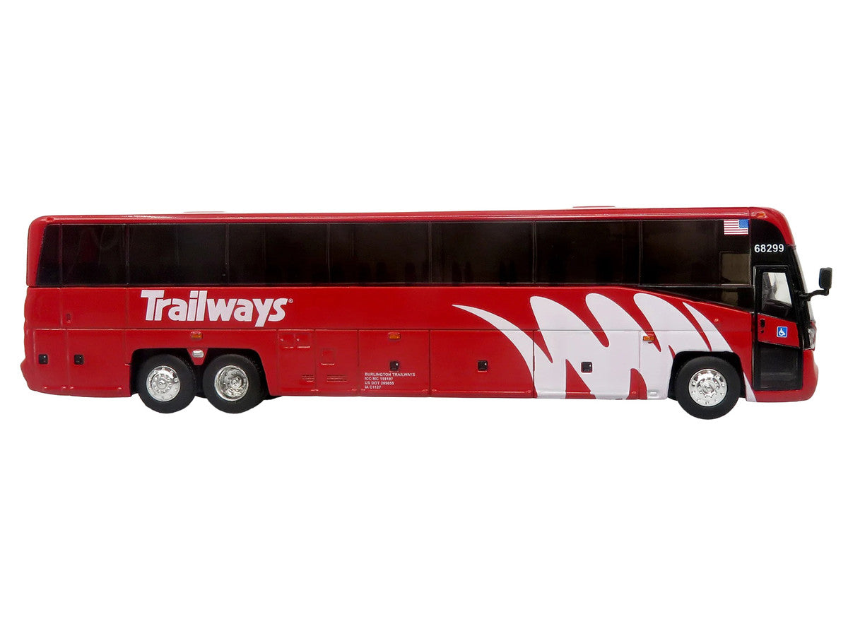 MCI D4520 Commuter Coach Bus "Burlington Trailways" Red with White Graphics "The Bus & Motorcoach Collection" Limited Edition to 504 pieces Worldwide 1/87 (HO) Scale Diecast Model by Iconic Replicas LuxuryLifeWay Online Store