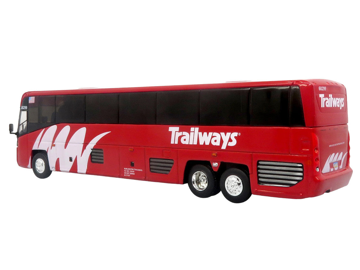 MCI D4520 Commuter Coach Bus "Burlington Trailways" Red with White Graphics "The Bus & Motorcoach Collection" Limited Edition to 504 pieces Worldwide 1/87 (HO) Scale Diecast Model by Iconic Replicas LuxuryLifeWay Online Store