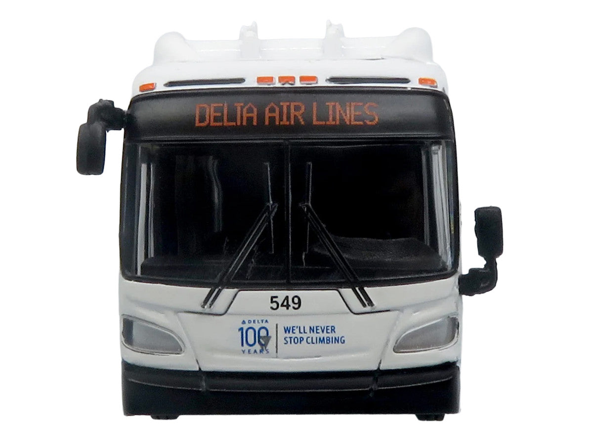 New Flyer Xcelsior XN40 Transit Bus "Delta Air Lines 100th Anniversary" Blue and White with Graphics "The Bus & Motorcoach Collection" Limited Edition 1/87 (HO) Scale Diecast Model by Iconic Replicas LuxuryLifeWay Online Store