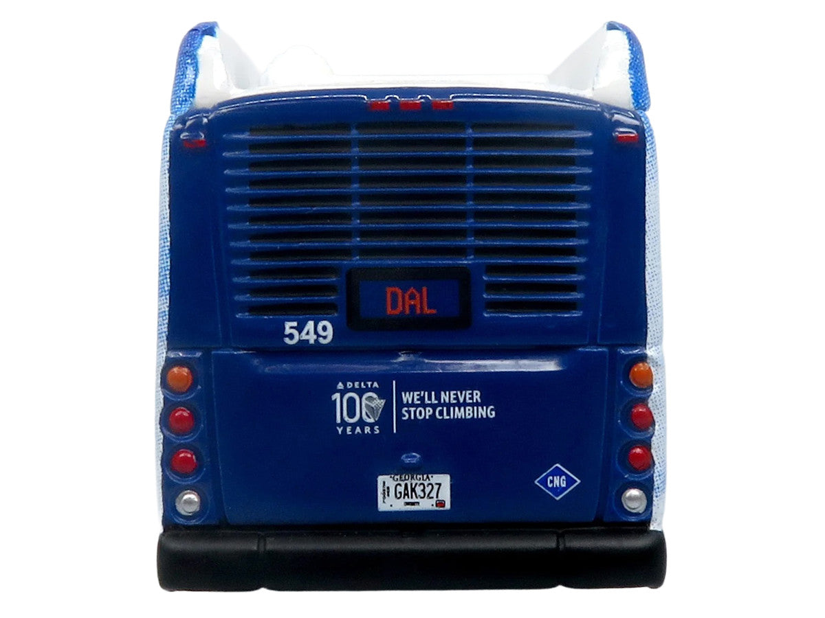 New Flyer Xcelsior XN40 Transit Bus "Delta Air Lines 100th Anniversary" Blue and White with Graphics "The Bus & Motorcoach Collection" Limited Edition 1/87 (HO) Scale Diecast Model by Iconic Replicas LuxuryLifeWay Online Store