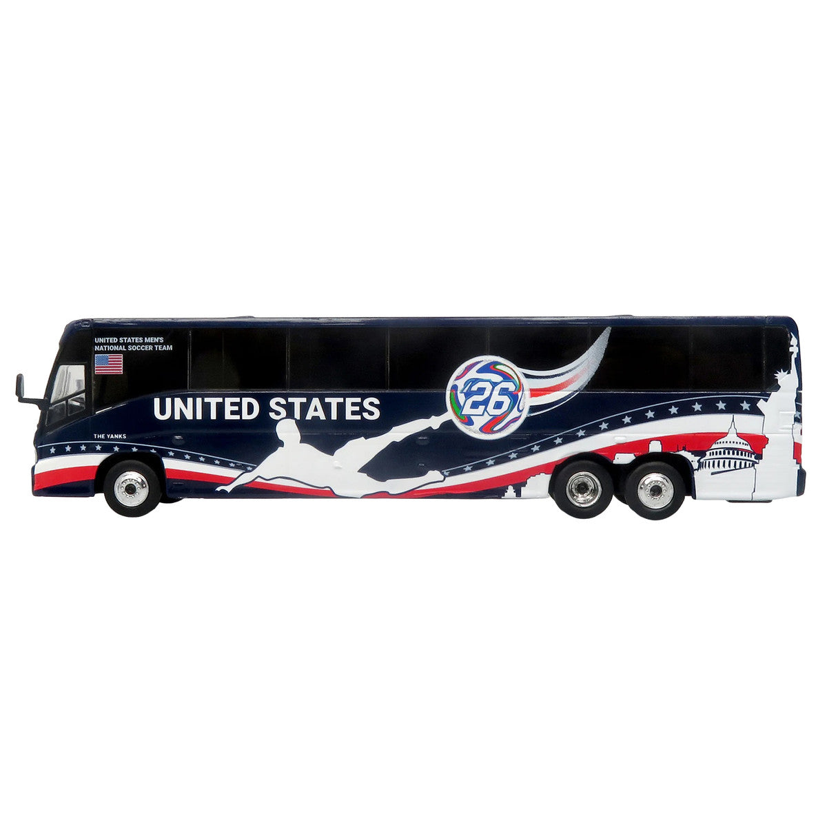 MCI J4500 Coach Bus "United States National Soccer Team" Dark Blue with Graphics "International Federation of the Global Game" Series Limited Edition to 504 pieces Worldwide 1/87 (HO) Diecast Model by Iconic Replicas LuxuryLifeWay Online Store