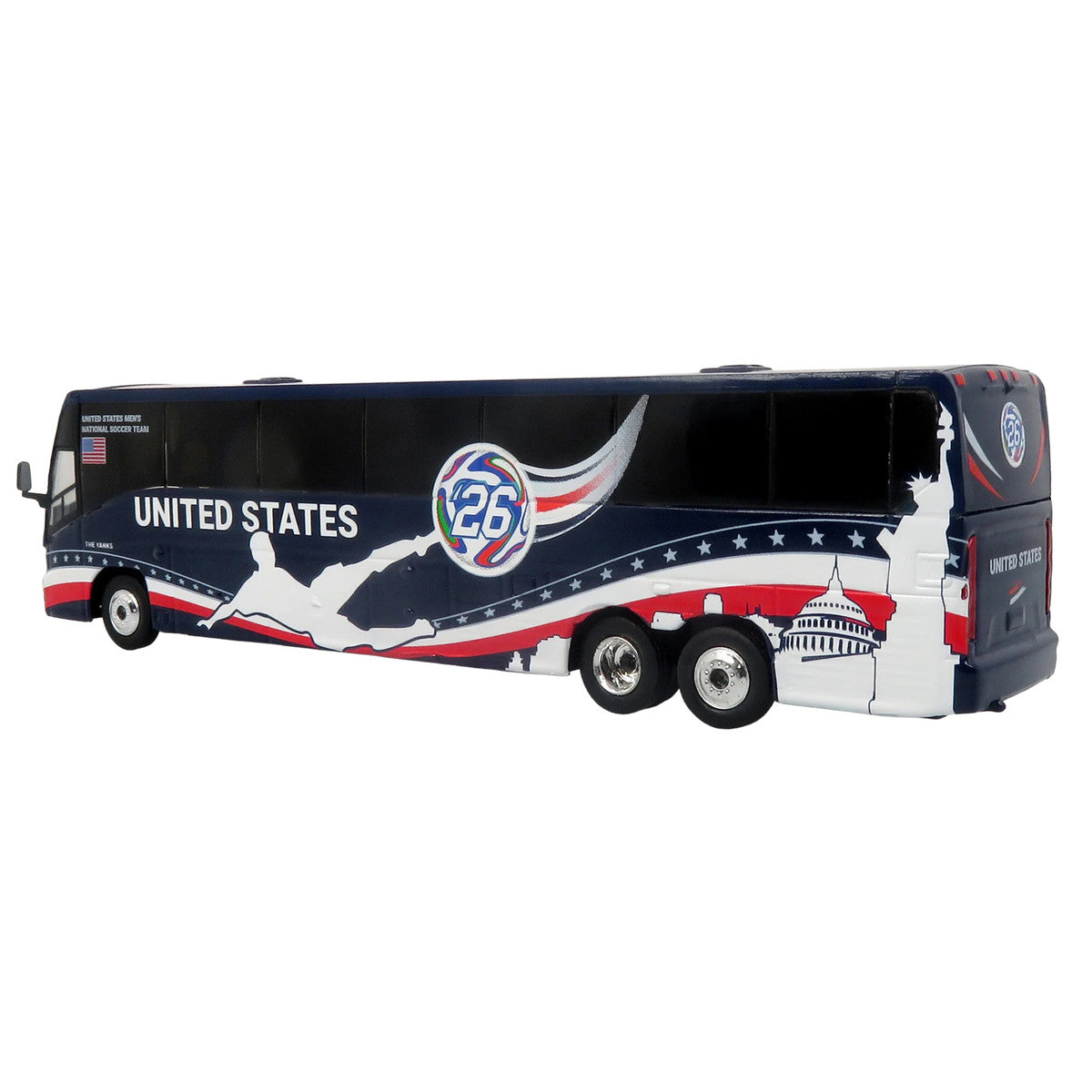 MCI J4500 Coach Bus "United States National Soccer Team" Dark Blue with Graphics "International Federation of the Global Game" Series Limited Edition to 504 pieces Worldwide 1/87 (HO) Diecast Model by Iconic Replicas LuxuryLifeWay Online Store