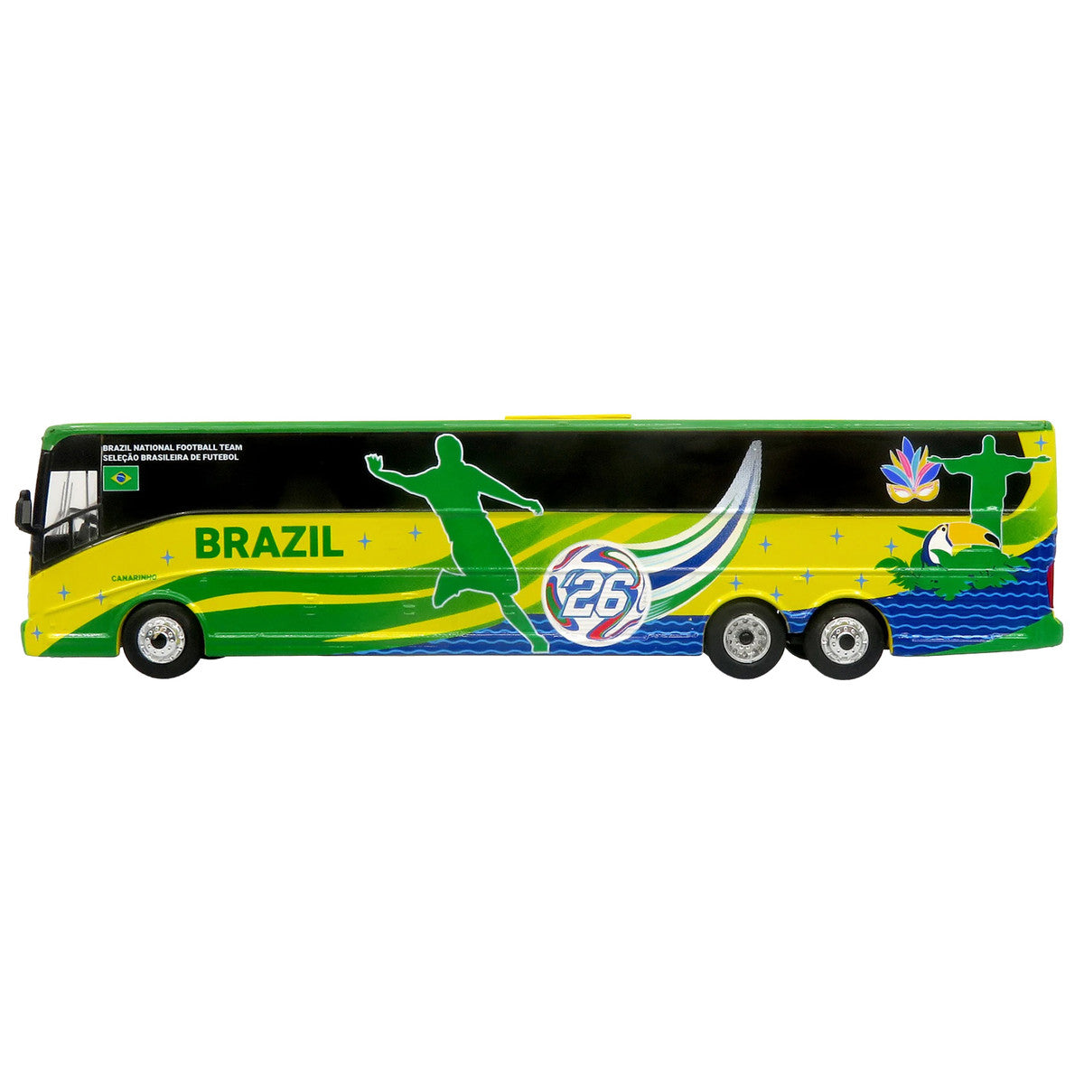 Van Hool CX-45 Coach Bus "Brazil National Football Team" Yellow and Green with Graphics "International Federation of the Global Game" Series Limited Edition to 504 pieces Worldwide 1/87 (HO) Diecast Model by Iconic Replicas LuxuryLifeWay Online Store