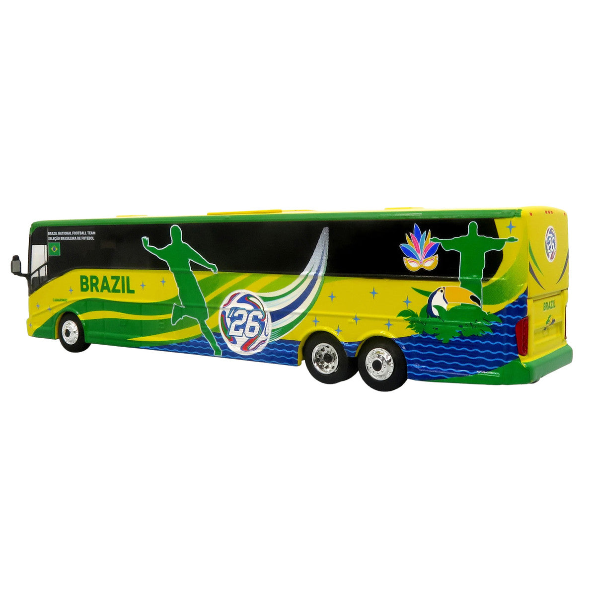 Van Hool CX-45 Coach Bus "Brazil National Football Team" Yellow and Green with Graphics "International Federation of the Global Game" Series Limited Edition to 504 pieces Worldwide 1/87 (HO) Diecast Model by Iconic Replicas LuxuryLifeWay Online Store