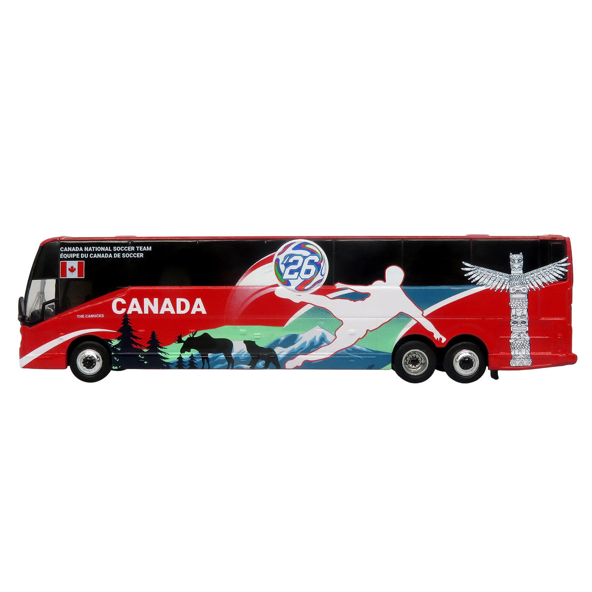 Prevost H3-45 Coach Bus "Canada National Soccer Team" Red with Graphics "International Federation of the Global Game" Series Limited Edition to 504 pieces Worldwide 1/87 (HO) Diecast Model by Iconic Replicas LuxuryLifeWay Online Store