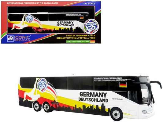 Daimler Tourrider Coach Bus "Germany National Football Team" White with Graphics "International Federation of the Global Game" Series Limited Edition to 504 pieces Worldwide 1/87 (HO) Diecast Model by Iconic Replicas LuxuryLifeWay Online Store