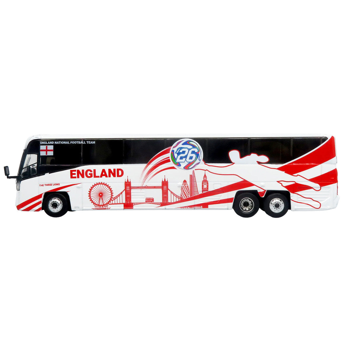 MCI D4520 Coach Bus "England National Football Team" White with Graphics "International Federation of the Global Game" Series Limited Edition to 504 pieces Worldwide 1/87 (HO) Diecast Model by Iconic Replicas LuxuryLifeWay Online Store