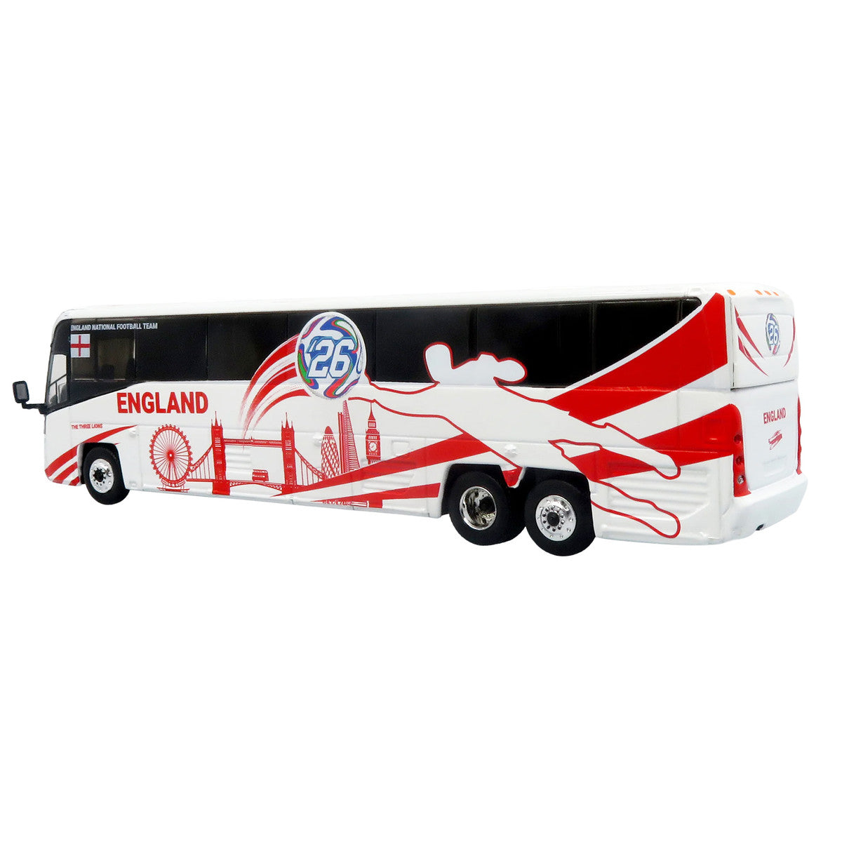 MCI D4520 Coach Bus "England National Football Team" White with Graphics "International Federation of the Global Game" Series Limited Edition to 504 pieces Worldwide 1/87 (HO) Diecast Model by Iconic Replicas LuxuryLifeWay Online Store