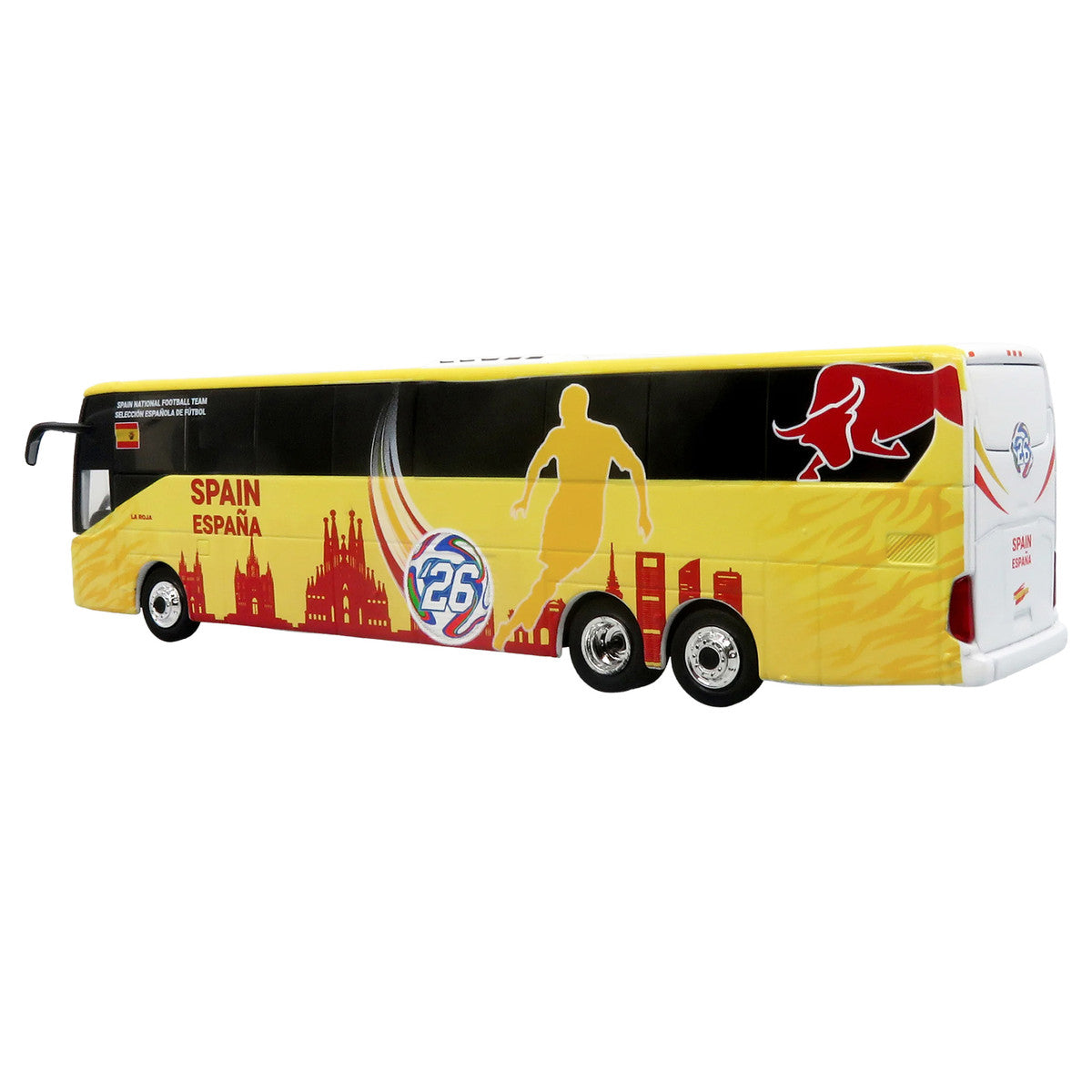 Daimler Tourrider Coach Bus "Spain National Football Team" Yellow with Graphics "International Federation of the Global Game" Series Limited Edition to 504 pieces Worldwide 1/87 (HO) Diecast Model by Iconic Replicas LuxuryLifeWay Online Store