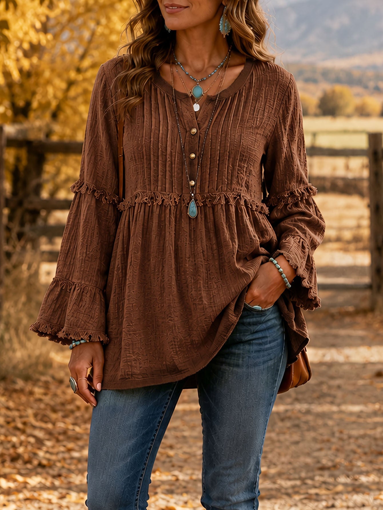 Lace-trimmed Loose-fit Shirt With Tassel Patchwork Top NorixaFashion.com