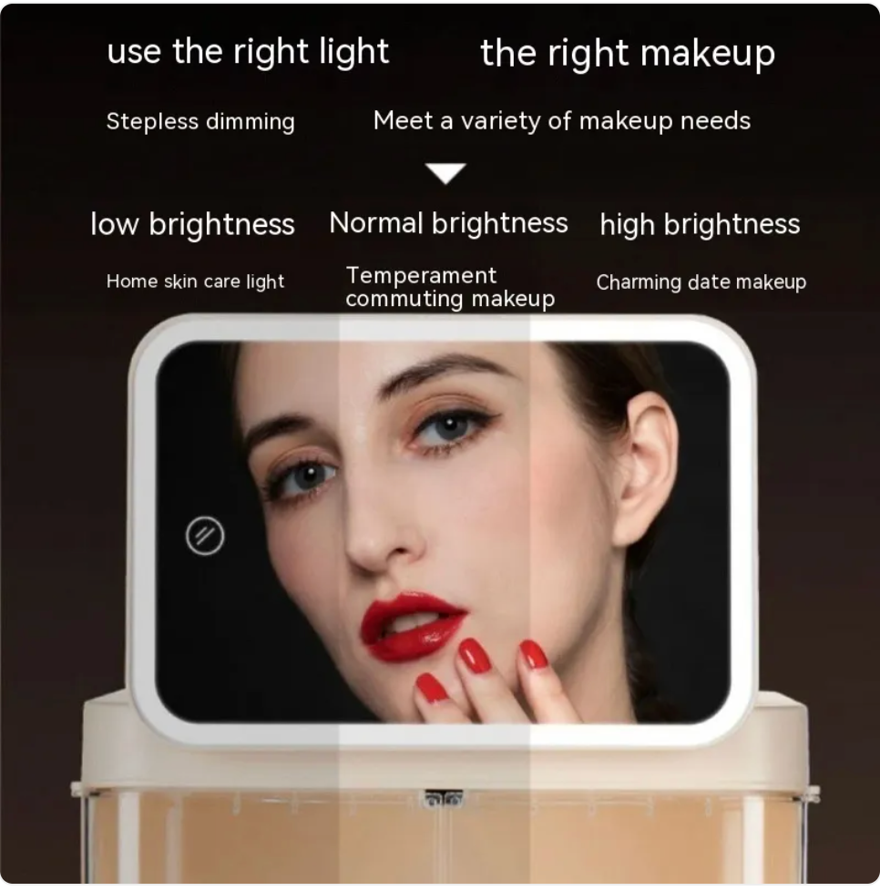 Large-Capacity Desktop Makeup Organizer with Mirror and Light LadyShow.Store