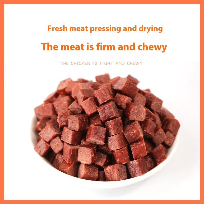 Dog Snacks Dried Beef Cubes Wholesale Pet Snacks Chicken Grain Dog Training Reward Teddy Meat Cube Manufacturer Pets Fashion