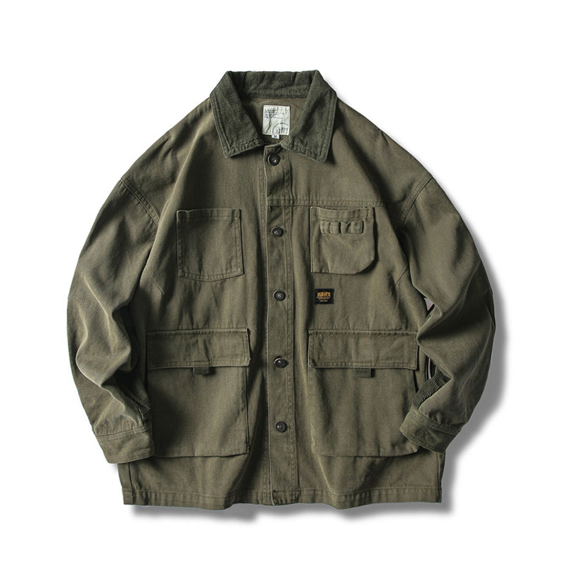 Men's Loose Workwear Jacket with Corduroy Collar Pi-Mart