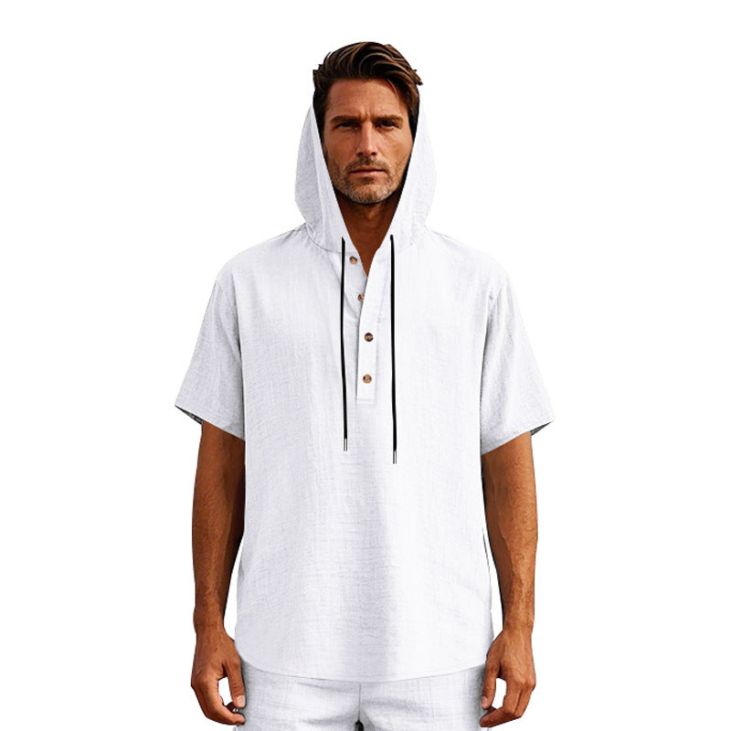 European And American Linen Short-sleeved Men's T-shirt Simple NorixaFashion.com