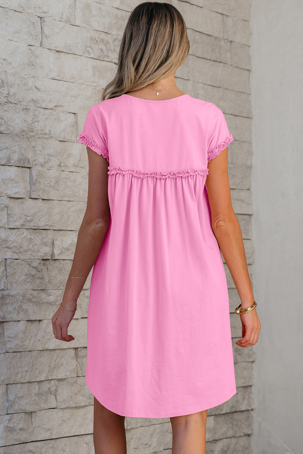Keily Frilled Trim Loose Fit Mini Dress LuxuryLifeWay Online Store