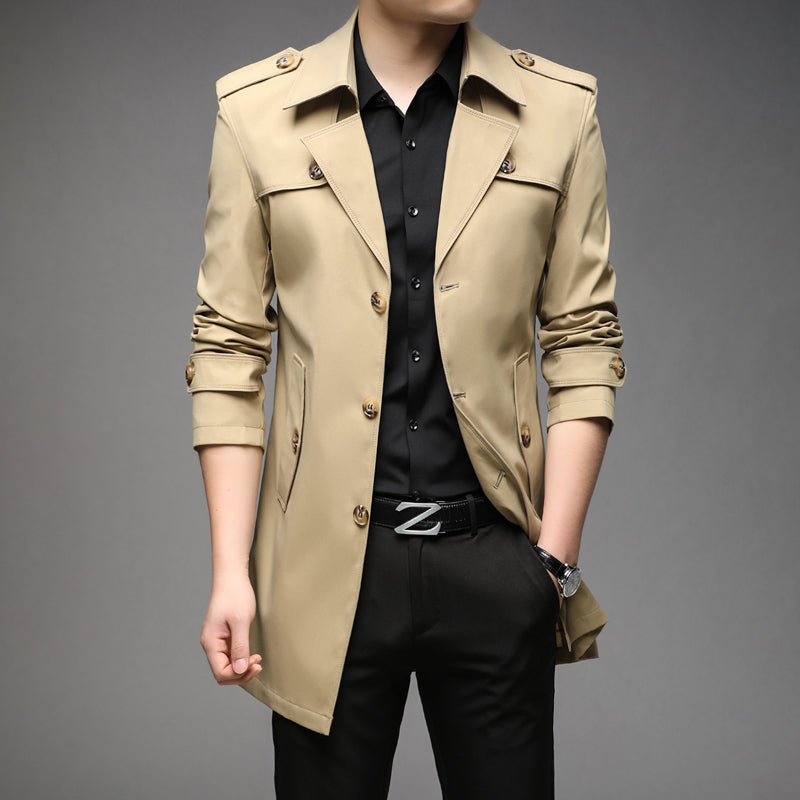 Men's Mid-Length Casual Windbreaker Jacket (Spring/Autumn) Pi-Mart