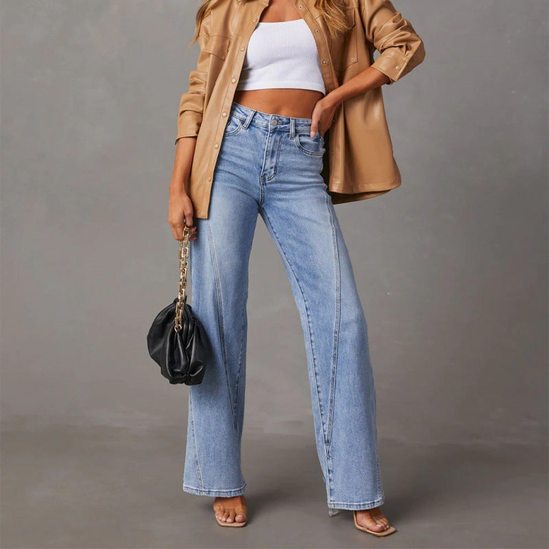 Casual Patchwork Women's Wide Leg Jeans LadyShow.Store