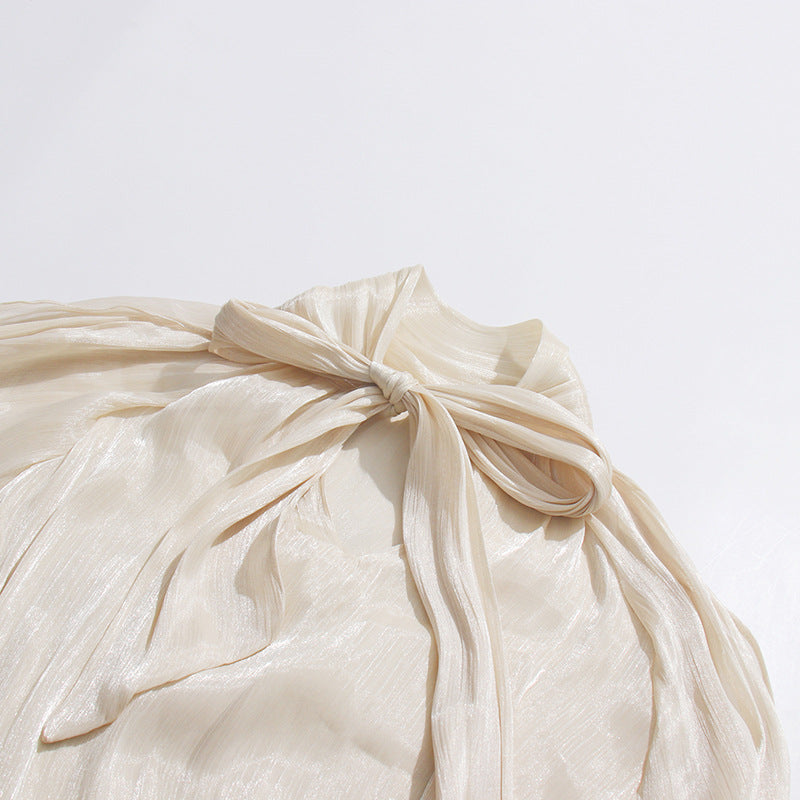 Cream Cold-Shoulder Halter Blouse NorixaFashion.com