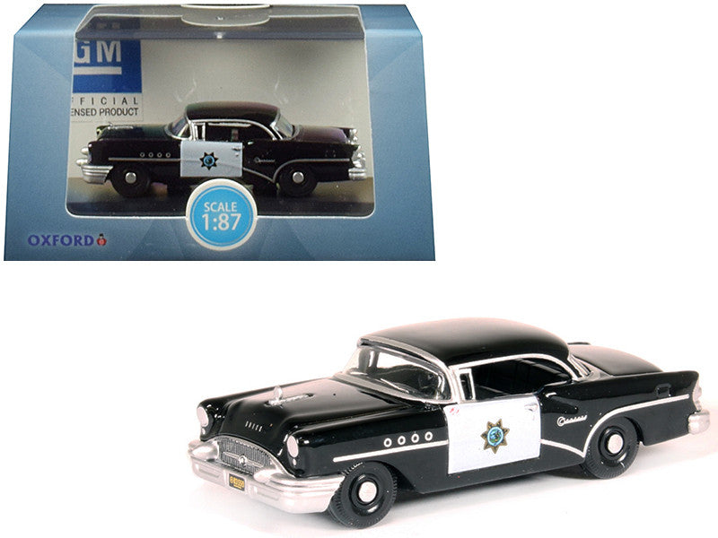 1955 Buick Century "California Highway Patrol" (CHP) Black 1/87 (HO) Scale Diecast Model Car by Oxford Diecast LuxuryLifeWay Online Store