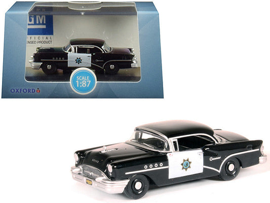 1955 Buick Century "California Highway Patrol" (CHP) Black 1/87 (HO) Scale Diecast Model Car by Oxford Diecast LuxuryLifeWay Online Store