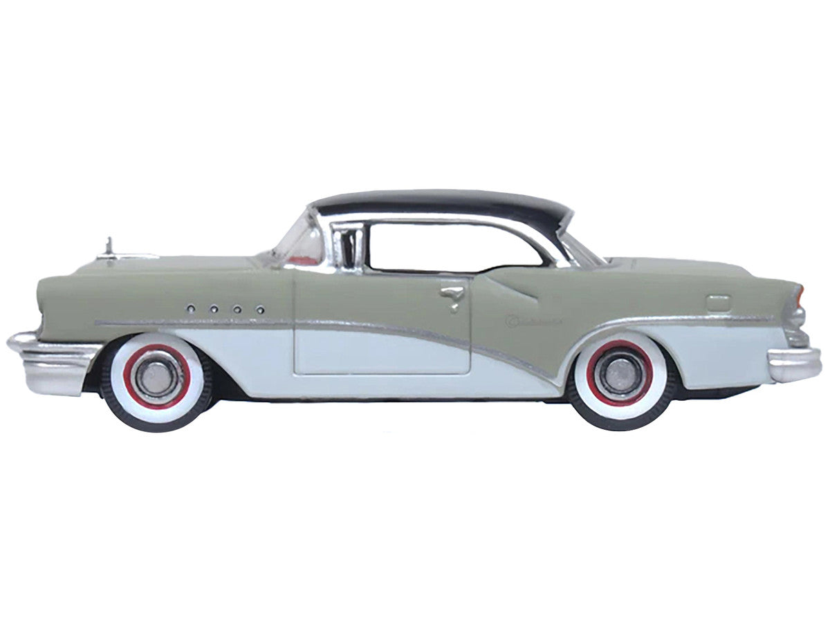 1955 Buick Century Windsor Gray and Dover White with Carlsbad Black Top 1/87 (HO) Scale Diecast Model Car by Oxford Diecast LuxuryLifeWay Online Store
