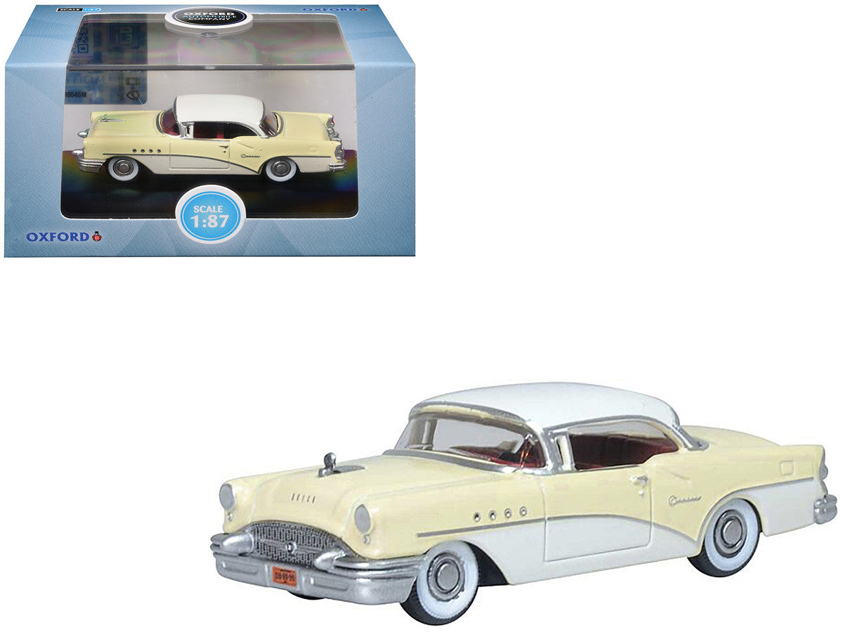 1955 Buick Century Condor Yellow and Dover White with Red Interior 1/87 (HO) Scale Diecast Model Car by Oxford Diecast LuxuryLifeWay Online Store