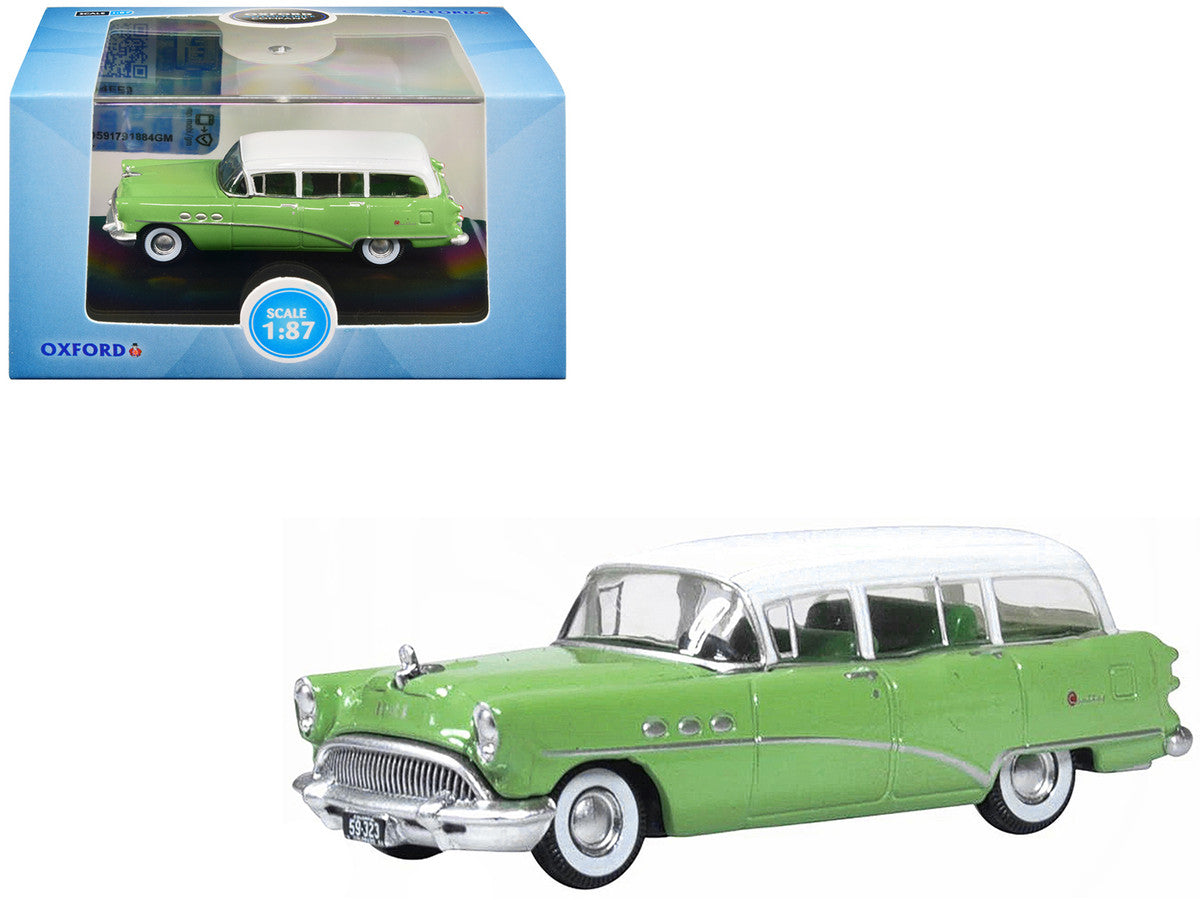 1954 Buick Century Estate Wagon Willow Green and White 1/87 (HO) Scale Diecast Model Car by Oxford Diecast LuxuryLifeWay Online Store