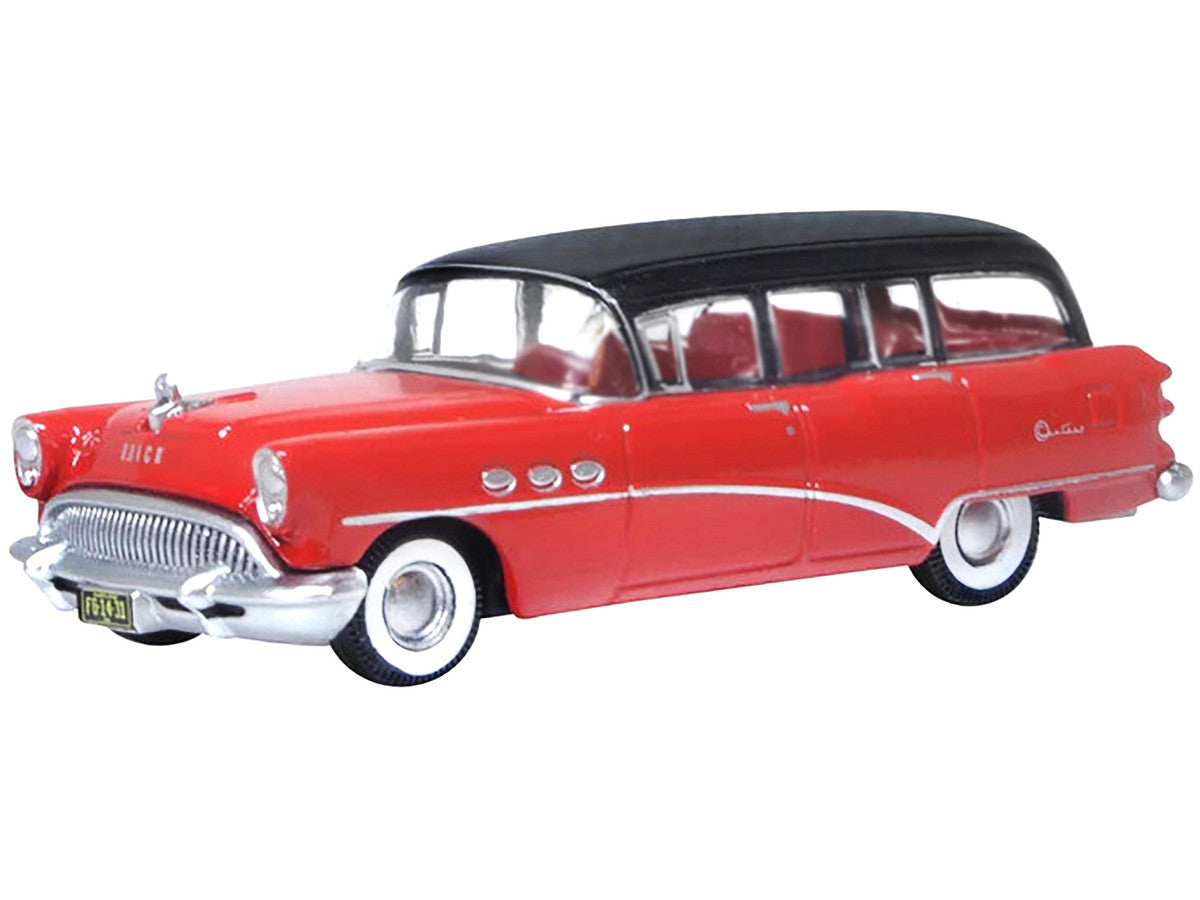 1954 Buick Century Estate Wagon Matador Red and Carlsbad Black with Red Interior 1/87 (HO) Scale Diecast Model Car by Oxford Diecast LuxuryLifeWay Online Store