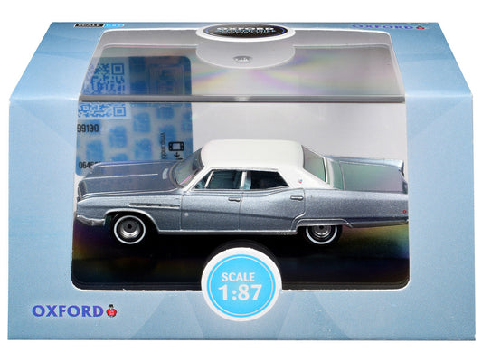 1968 Buick Electra 225 Teal Blue Mist Metallic with White Top and Blue Interior 1/87 (HO) Scale Diecast Model Car by Oxford Diecast LuxuryLifeWay Online Store