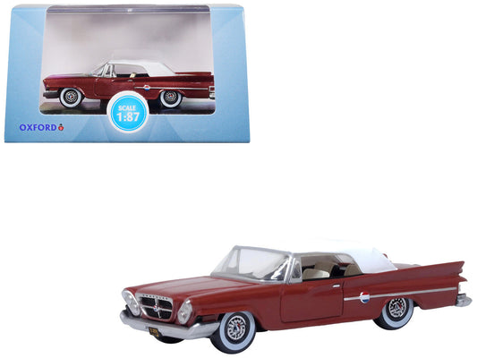1961 Chrysler 300 Convertible (Closed Top) Cinnamon Brown Metallic with White Top 1/87 (HO) Scale Diecast Model Car by Oxford Diecast LuxuryLifeWay Online Store