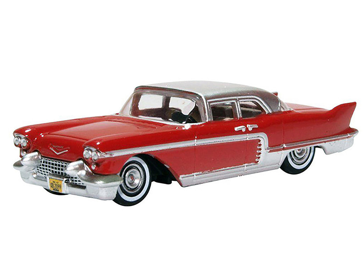 1957 Cadillac Eldorado Brougham Dakota Red with Silver Metallic Top 1/87 (HO) Scale Diecast Model Car by Oxford Diecast LuxuryLifeWay Online Store