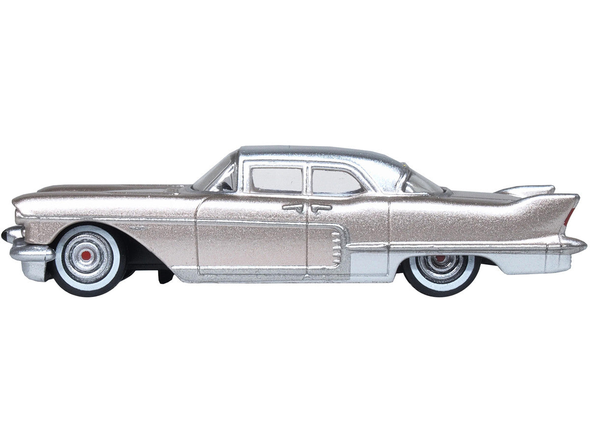 1957 Cadillac Eldorado Brougham Sandalwood Beige Metallic with Silver Top 1/87 (HO) Scale Diecast Model Car by Oxford Diecast LuxuryLifeWay Online Store
