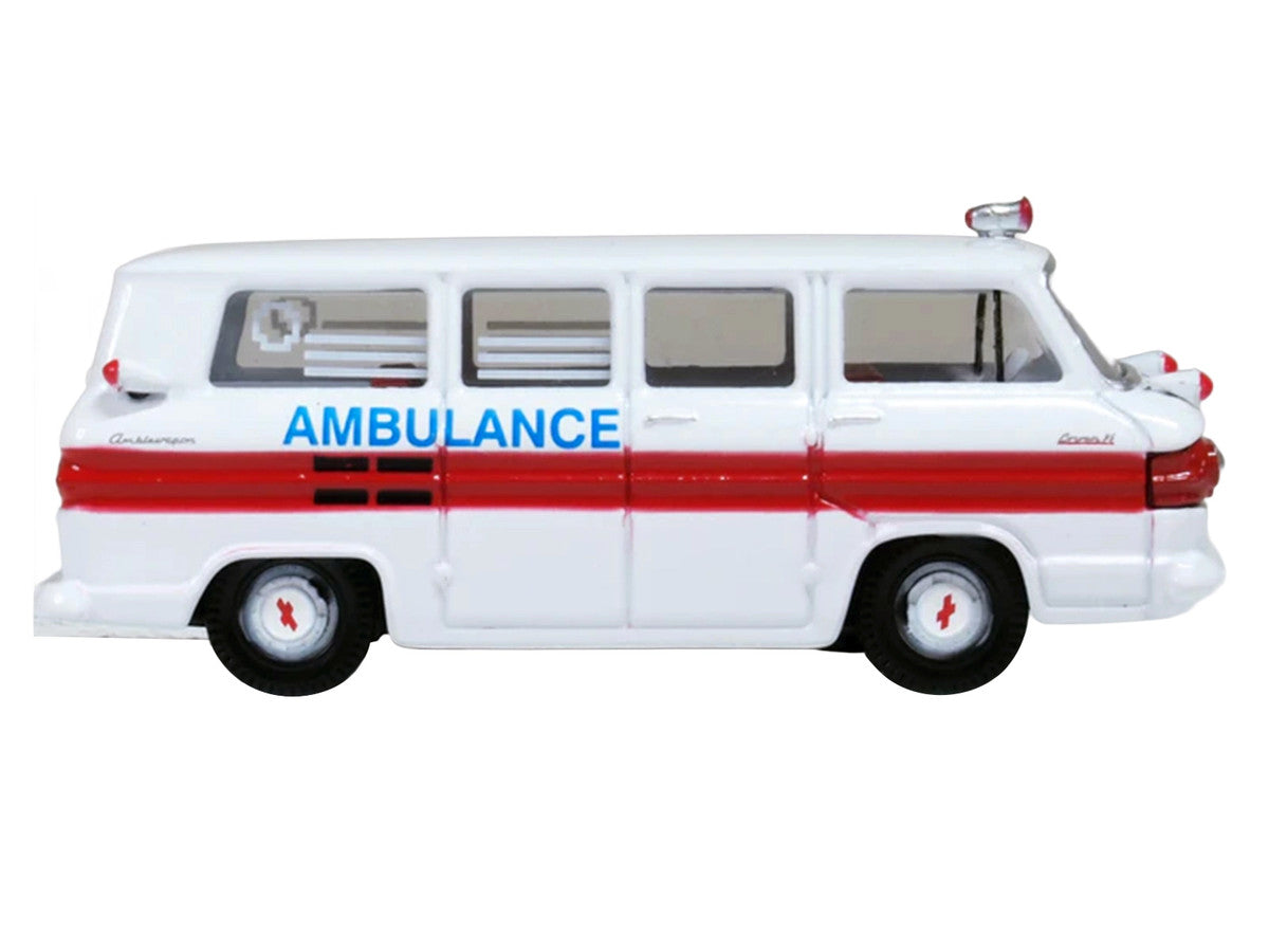 1962 Chevrolet Corvair Greenbrier AmbleWagon Ambulance White with Red Stripes 1/87 (HO) Scale Diecast Model Car by Oxford Diecast LuxuryLifeWay Online Store