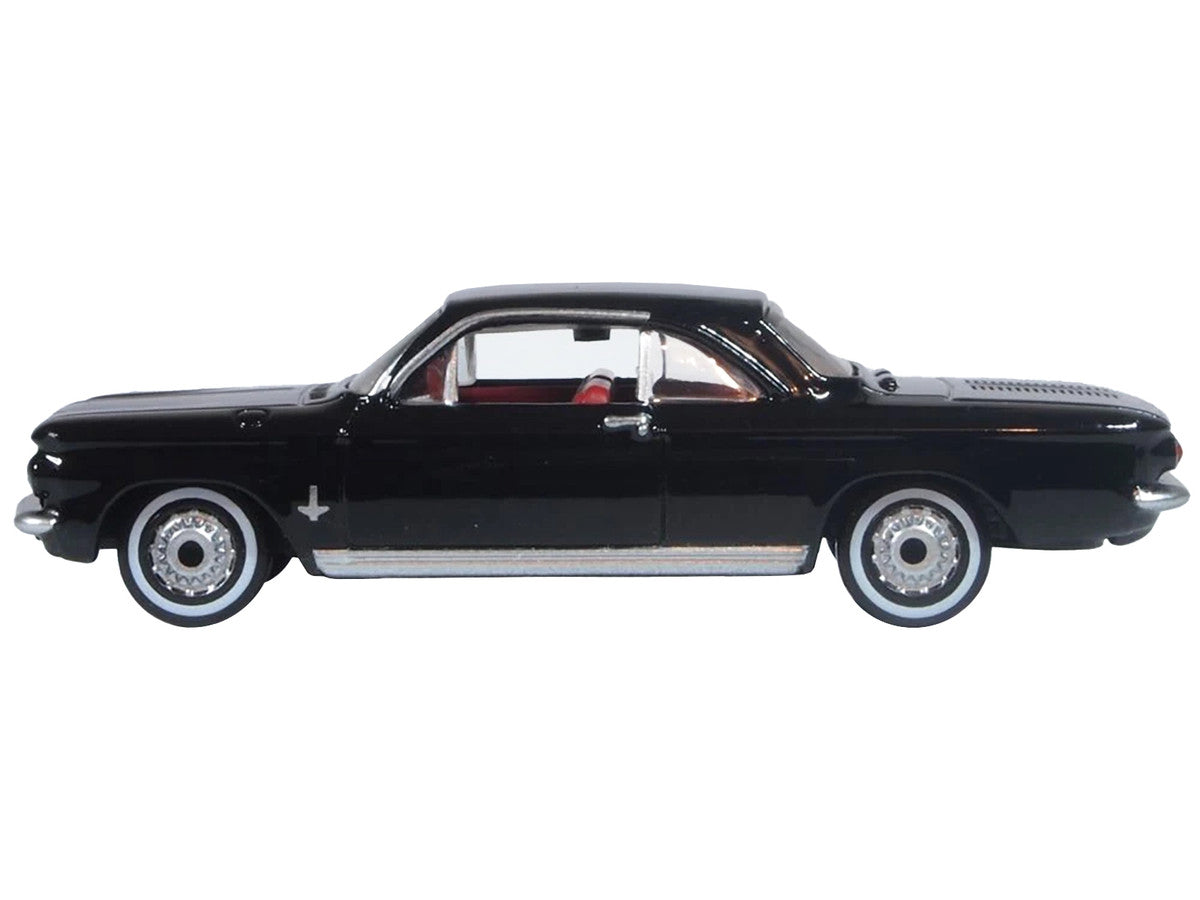 1963 Chevrolet Corvair Coupe Tuxedo Black with Red Interior  1/87 (HO) Scale Diecast Model Car by Oxford Diecast LuxuryLifeWay Online Store