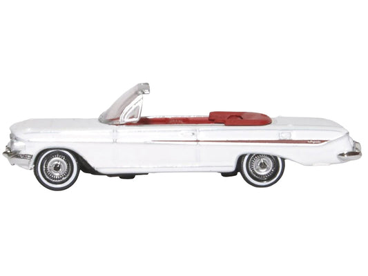 1961 Chevrolet Impala Convertible Ermine White with Roman Red Interior 1/87 (HO) Scale Diecast Model Car by Oxford Diecast LuxuryLifeWay Online Store