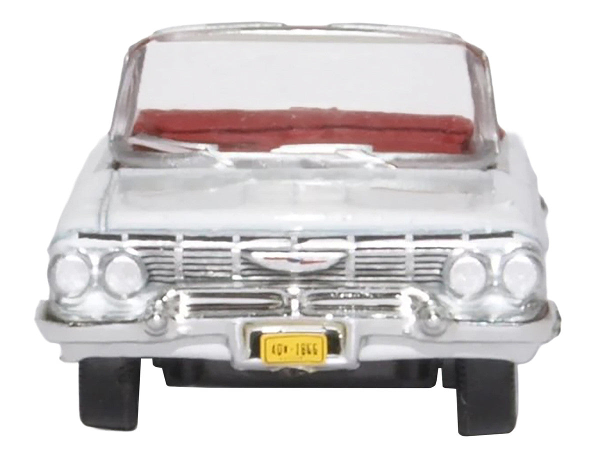 1961 Chevrolet Impala Convertible Ermine White with Roman Red Interior 1/87 (HO) Scale Diecast Model Car by Oxford Diecast LuxuryLifeWay Online Store