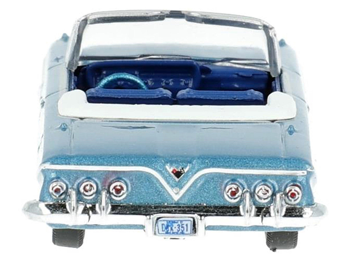 1961 Chevrolet Impala Convertible Jewel Blue Metallic and White with Blue Interior 1/87 (HO) Scale Diecast Model Car by Oxford Diecast LuxuryLifeWay Online Store