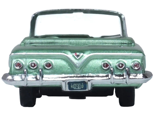1961 Chevrolet Impala Convertible Arbor Green Metallic with Green Interior 1/87 (HO) Scale Diecast Model Car by Oxford Diecast LuxuryLifeWay Online Store