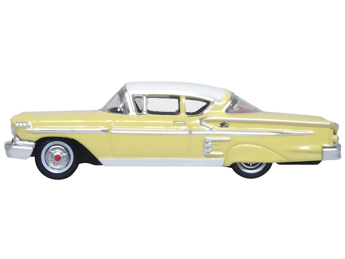 1958 Chevrolet Impala Sport Colonial Cream with Snowcrest White Top 1/87 (HO) Scale Diecast Model Car by Oxford Diecast LuxuryLifeWay Online Store