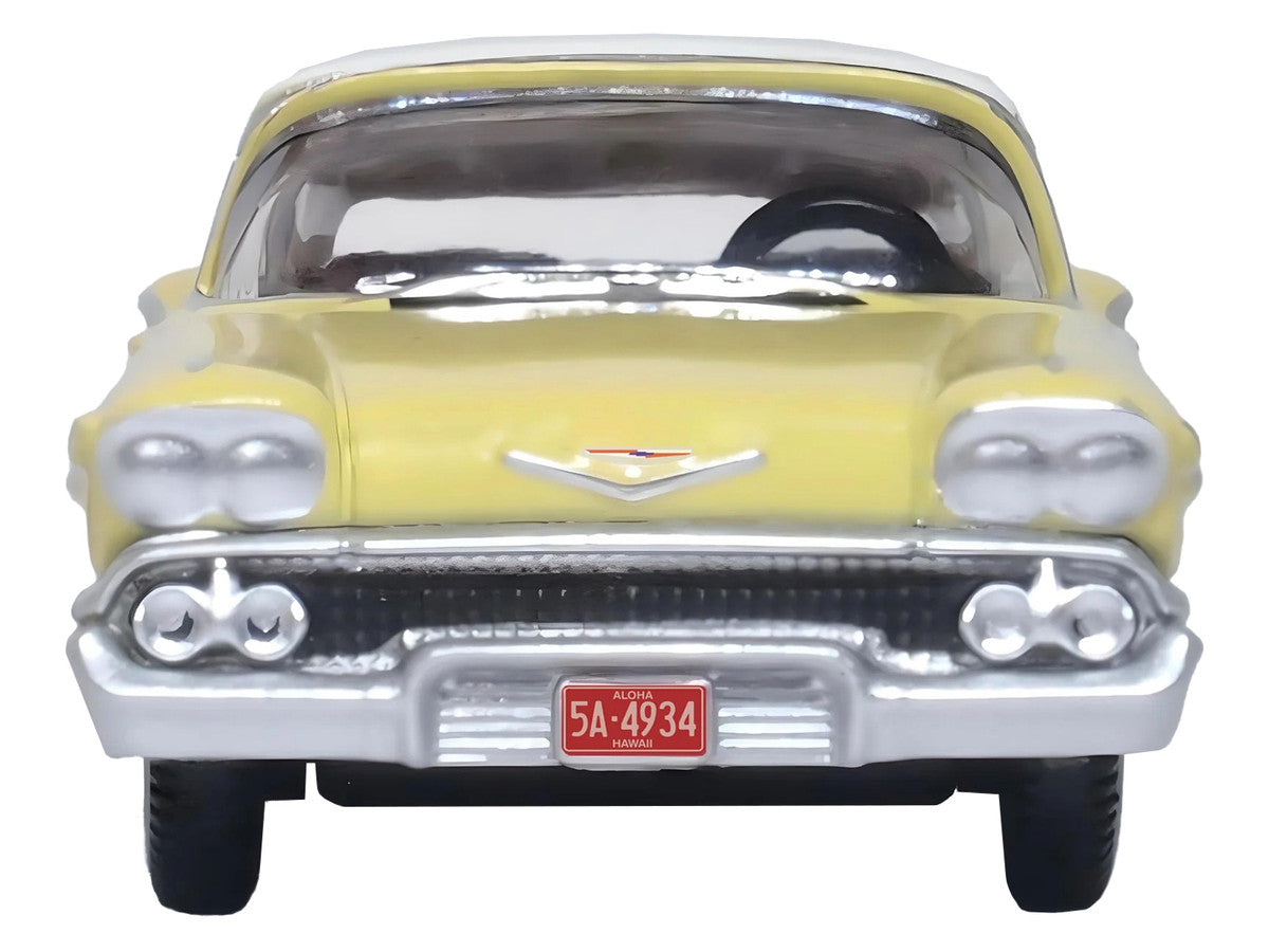1958 Chevrolet Impala Sport Colonial Cream with Snowcrest White Top 1/87 (HO) Scale Diecast Model Car by Oxford Diecast LuxuryLifeWay Online Store