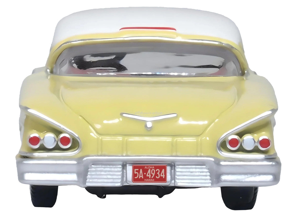 1958 Chevrolet Impala Sport Colonial Cream with Snowcrest White Top 1/87 (HO) Scale Diecast Model Car by Oxford Diecast LuxuryLifeWay Online Store